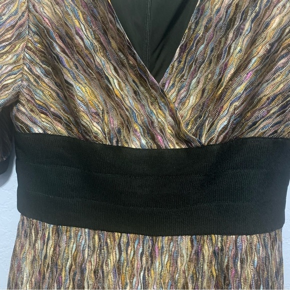 Kay Unger V-Neck Multi Color Short Sleeve Dress - Picture 4 of 8